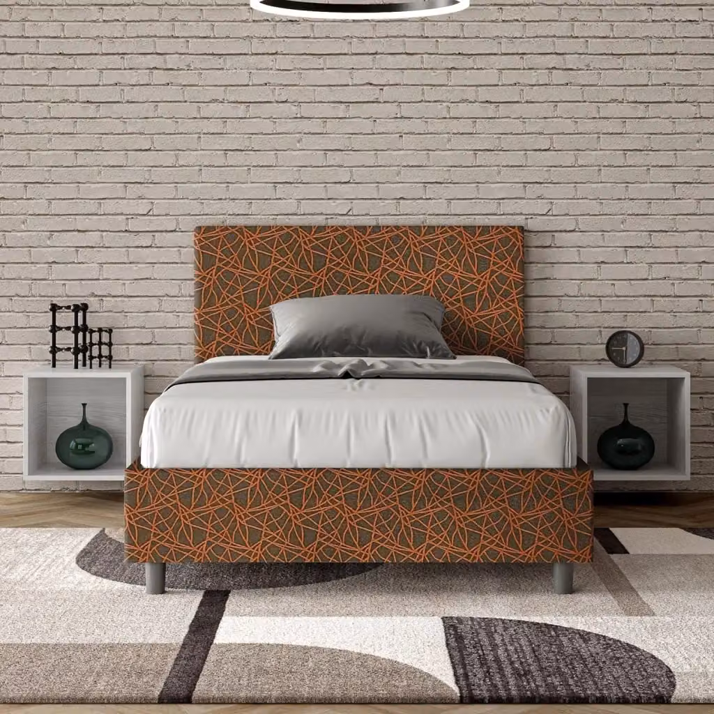 Letto 1 Piazza e Mezzo Era 04 GIORDANOSHOP Arancione L/P/H: 135 x 222 x 106 cm – 2