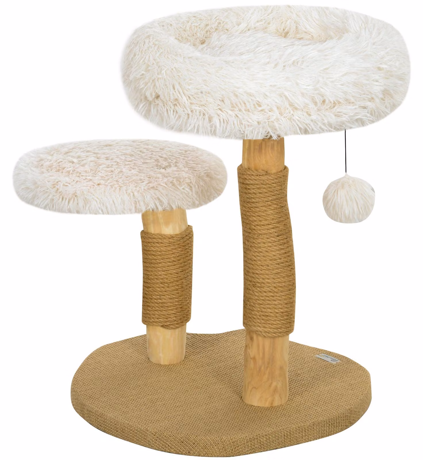 Albero per gatti con cuccia, tiragraffi e giochi | Colore: Bianco + Marrone | Dimensioni: 47x50x61,5 cm