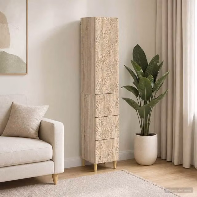 Set di 2 armadi moderni vidaXL in legno MDF con ante a battente e ripiani interni, colore marrone e beige, L/P/H: 33 x 34,5 x 90 cm – 1