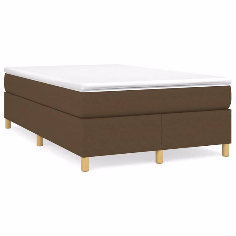 vidaXL Giroletto a Molle Ibrido con Materasso in Tessuto Marrone e Bianco L/P/H: 200 x 120 x 35 cm