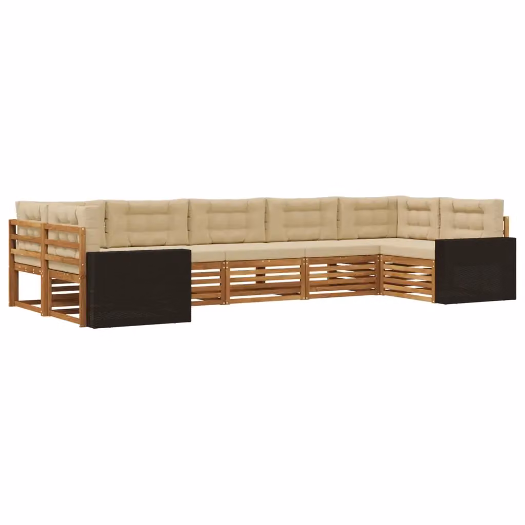 Set di divani da esterno a forma di U vidaXL in legno di acacia con cuscini beige – 2