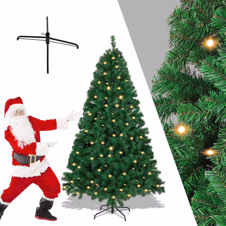Clanmacy Albero di Natale artificiale 120cm Albero di Natale artificiale con illuminazione Albero di Natale a LED per la decorazione di Natale