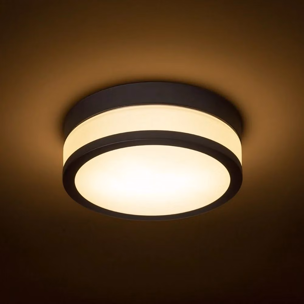 Plafoniera da soffitto CIRA LED moderna in vetro opalino e metallo nero, luce bianca calda 3000K, 12W, IP44 – 2