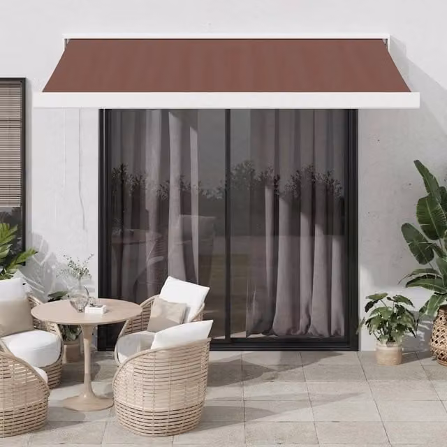 Tenda da Sole Retrattile Automatica con Motore vidaxl, Colore Marrone e Bianco, L: 350 cm, P: 250 cm