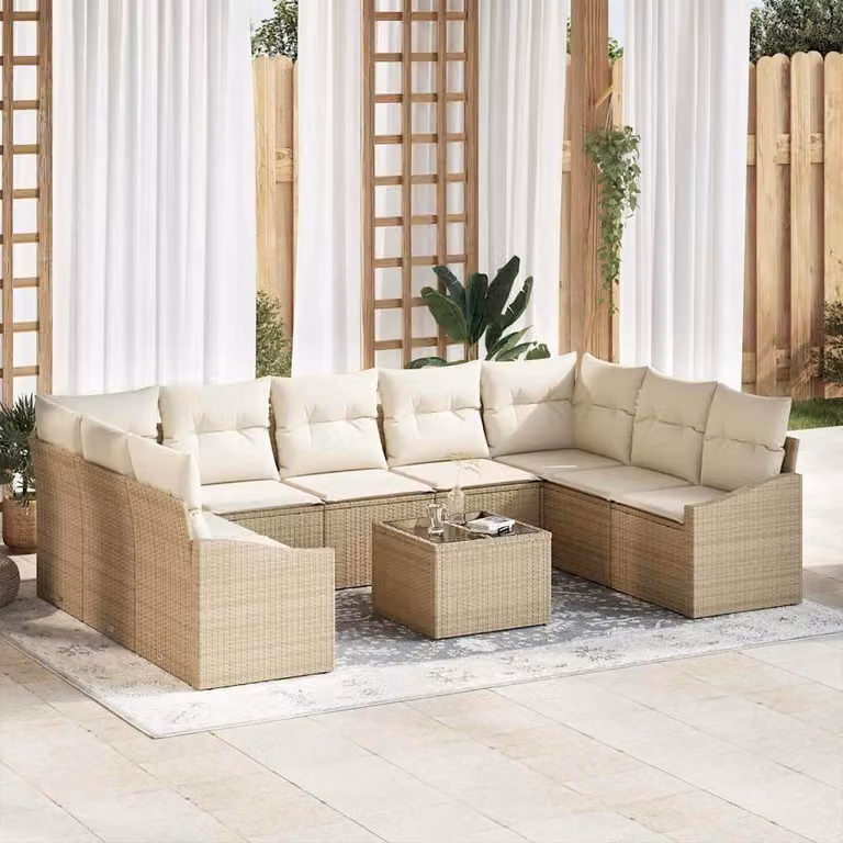Maison Exclusive - Set Divano da Giardino Beige e Crema polyrattan