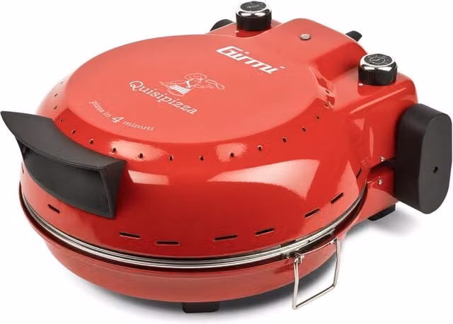 Forno per pizza Quisipizza rosso con potenza 1800 W, riscaldamento superiore e inferiore, timer e struttura in metallo