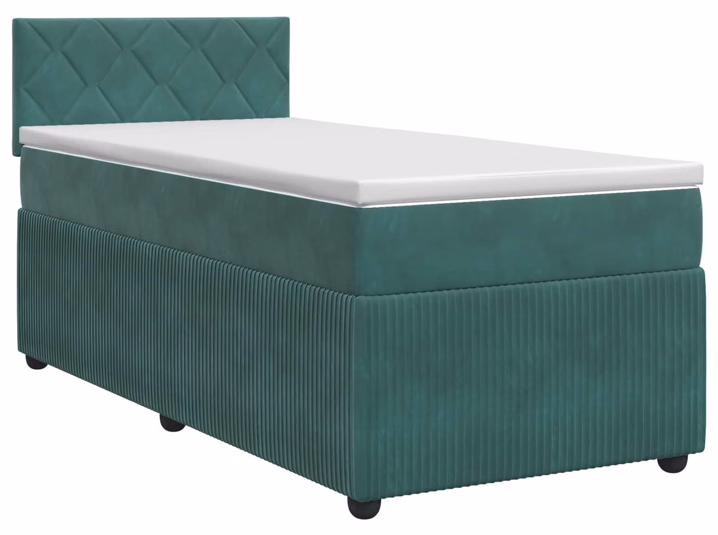 Letto a molle con materasso verde scuro 100 x 200 cm in velluto