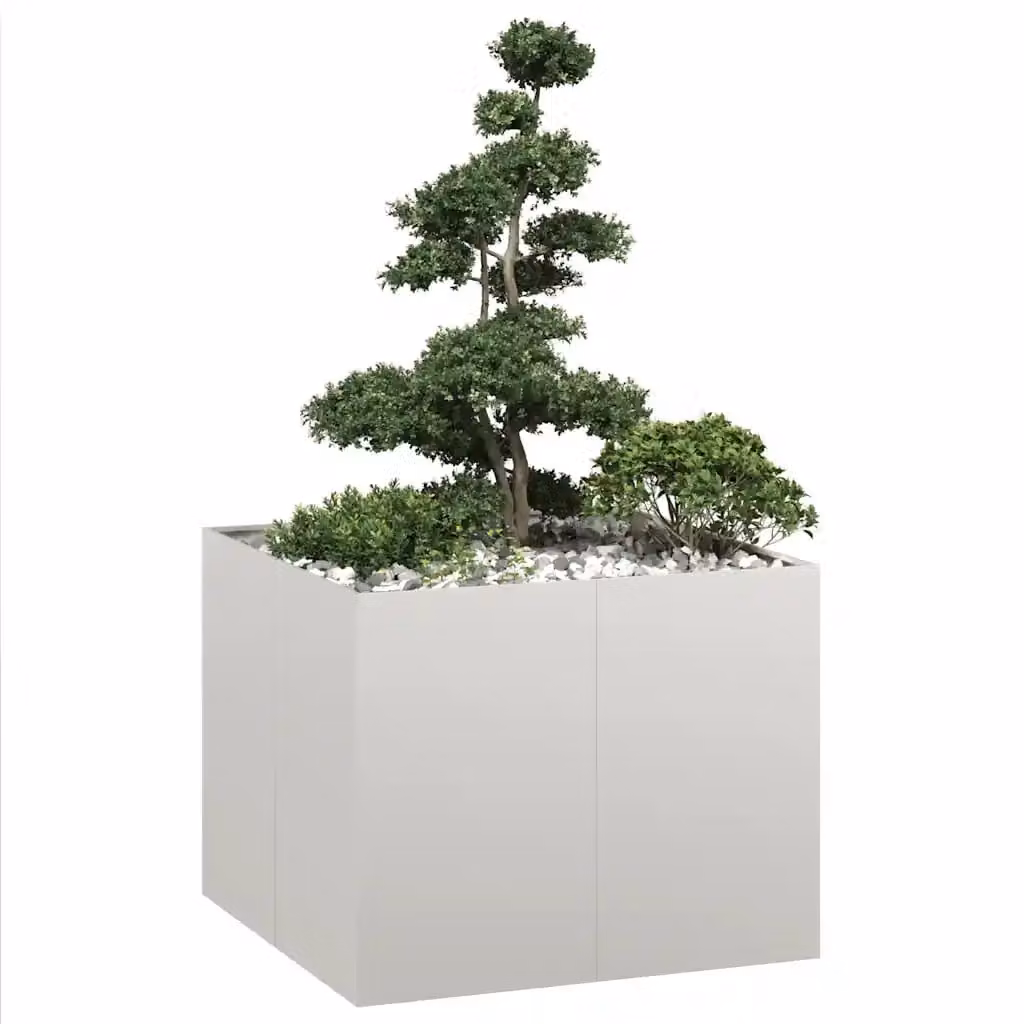 Fioriera vidaXL in acciaio inox grigio L: 100 cm, P: 100 cm, H: 80 cm