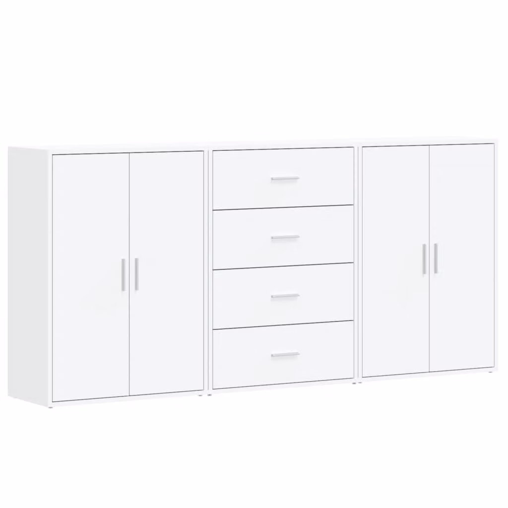 Credenze 3 pz Bianche 60x31x84 cm in Legno Multistrato