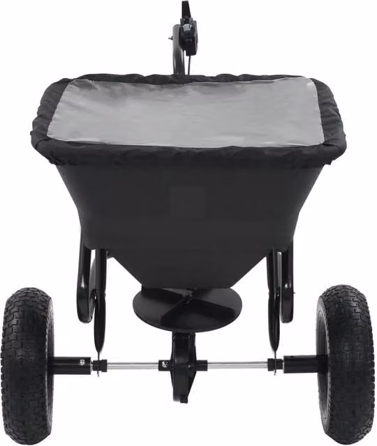 Spargisale manuale vidaXL in PVC e acciaio nero L/P/H: 125 x 74 x 79 cm, capacità 45 L – 1