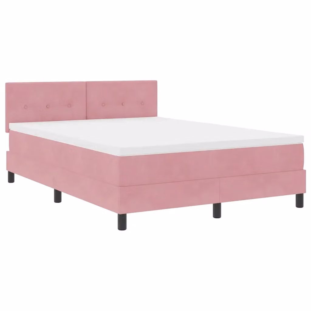 Letto con molle a sacchi e illuminazione LED vidaXL in velluto rosa L: 160 cm, P: 200 cm, H: 163 cm – 2