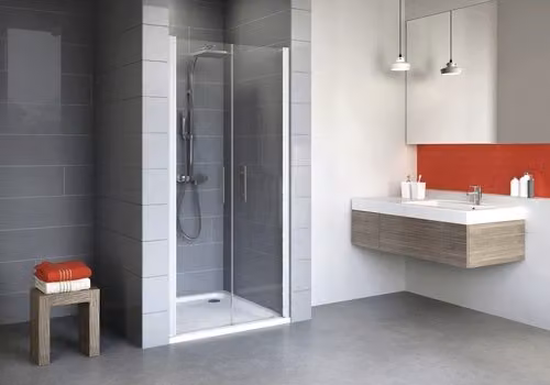 Porta a battente SCHULTE per nicchia, modello Alexa Style 2.0, dimensioni 90 x 192 cm, vetro trasparente, profilo in alluminio