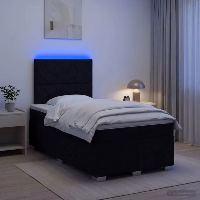Letto box spring vidaXL con materasso a molle insacchettate e base contenitore, colore nero, L/P: 120 x 200 cm – 1