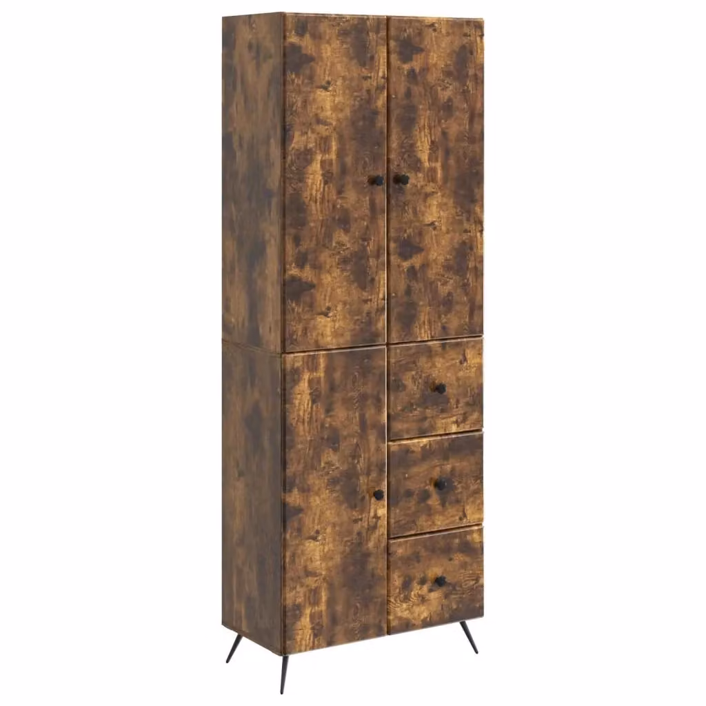 Set di 2 armadi a muro moderni vidaXL in legno MDF color rovere marrone con ante a battente e ripiani interni – 2