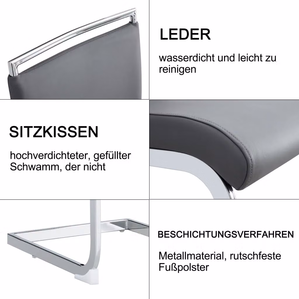 Sedia da pranzo ergonomica REDOM grigia con schienale in similpelle e tessuto – 2