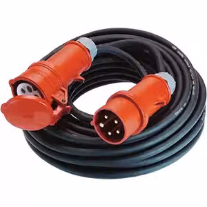 BACHMANN Prolunga 5G6mm² nera, H07RN-F CEE 16A rosso 400V, 25 m
