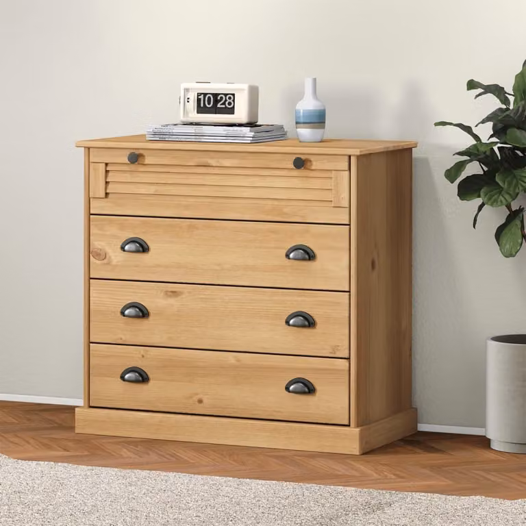 The Living Store cassettiera VIGO 80x40x76 cm in legno di pino massiccio