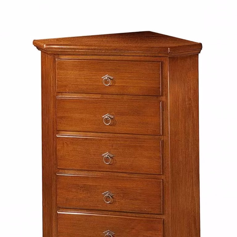 Mobile angolo in legno stile arte povera con 5 cassetti Mobili 2G colore noce L/P/H: 54 x 54 x 100 cm