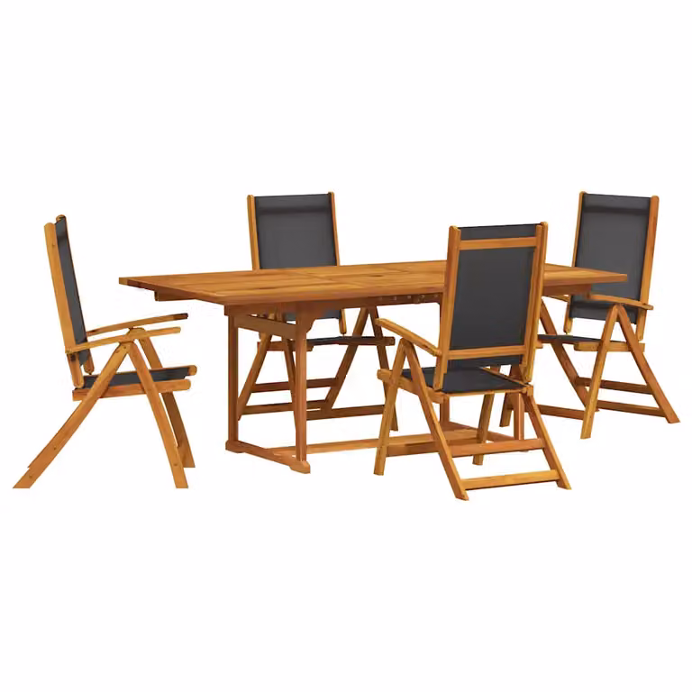 vidaXL Set Pranzo da Giardino 5pz Legno Massello di Acacia e Textilene