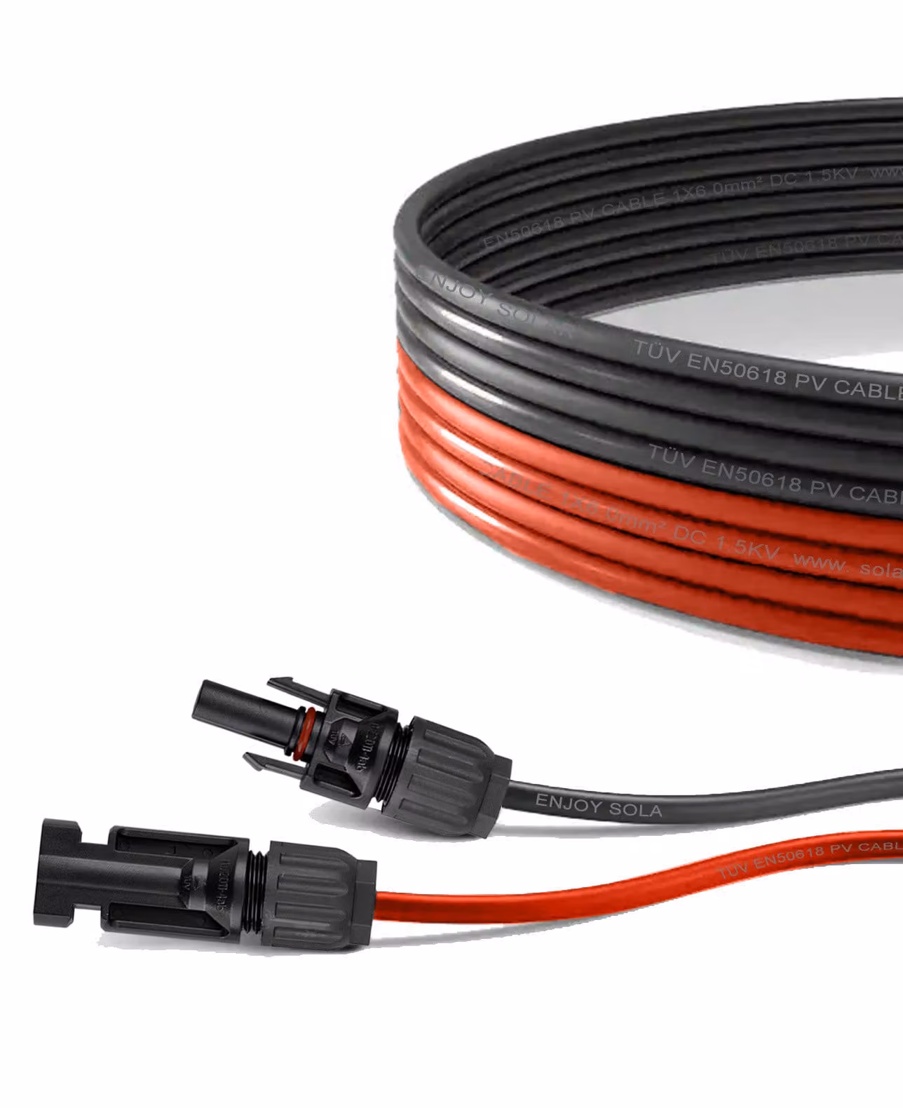 enjoy solar® Cavo solare 6 mm², 20 metri, con connettori solari, per collegamento tra pannelli e regolatore di carica, IVA 0%.