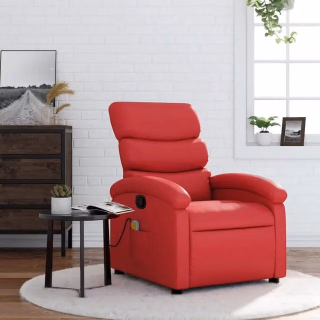 Poltrona Massaggiante Reclinabile Rossa in Similpelle 371725