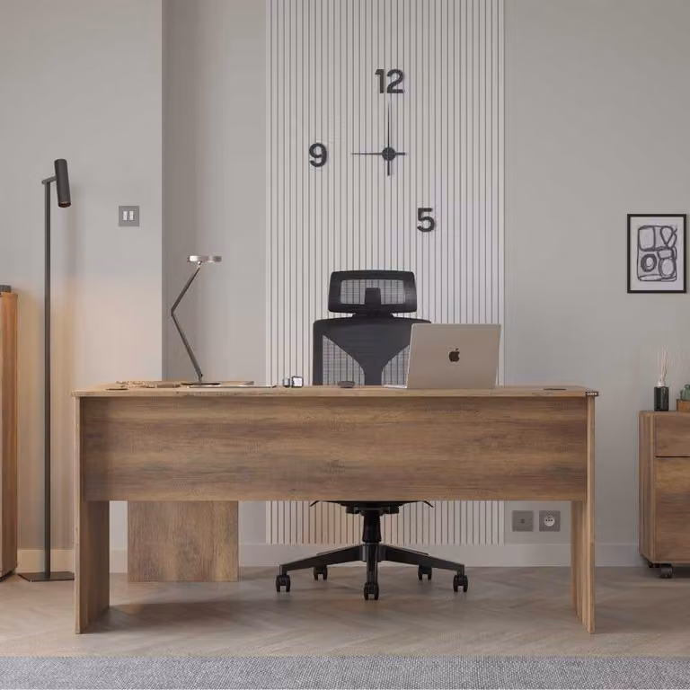 Skye Decor, Rms-320-Oo-1, scrivania, pannelli truciolari rivestiti al 100% in melamina, noce, 160 x 144 x 75 cm