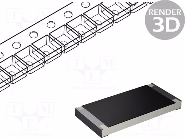 Resistenze: film spesso, 2W, 100Ω, ad alte prestazioni, SMD 2512, tolleranza 1%, codice prodotto 122WF1000T4E