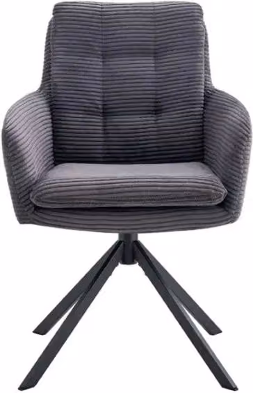 Set di 2 poltrone KAVIRA – Velluto a coste grigio – Piedi in metallo – Con braccioli – Design accogliente ed elegante