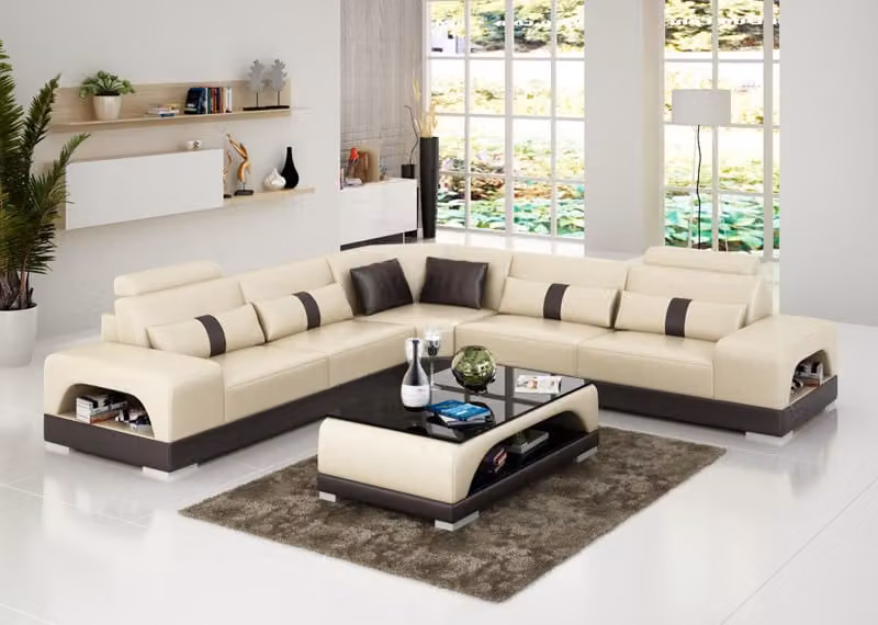Ledersofa Couch Wohnlandschaft Maßfertigung Ecksofa Eck Garnitur Design Sofa USB