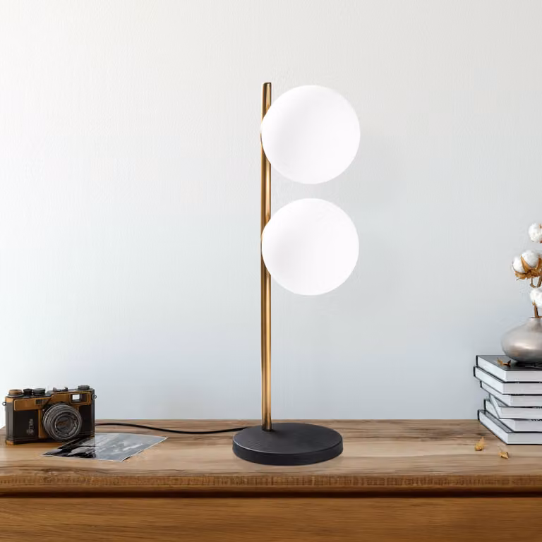 Opviq, Dual 13761 - Nero, lampada da tavolo, CORPO IN METALLO, nero, 59 x 18 x 18 cm