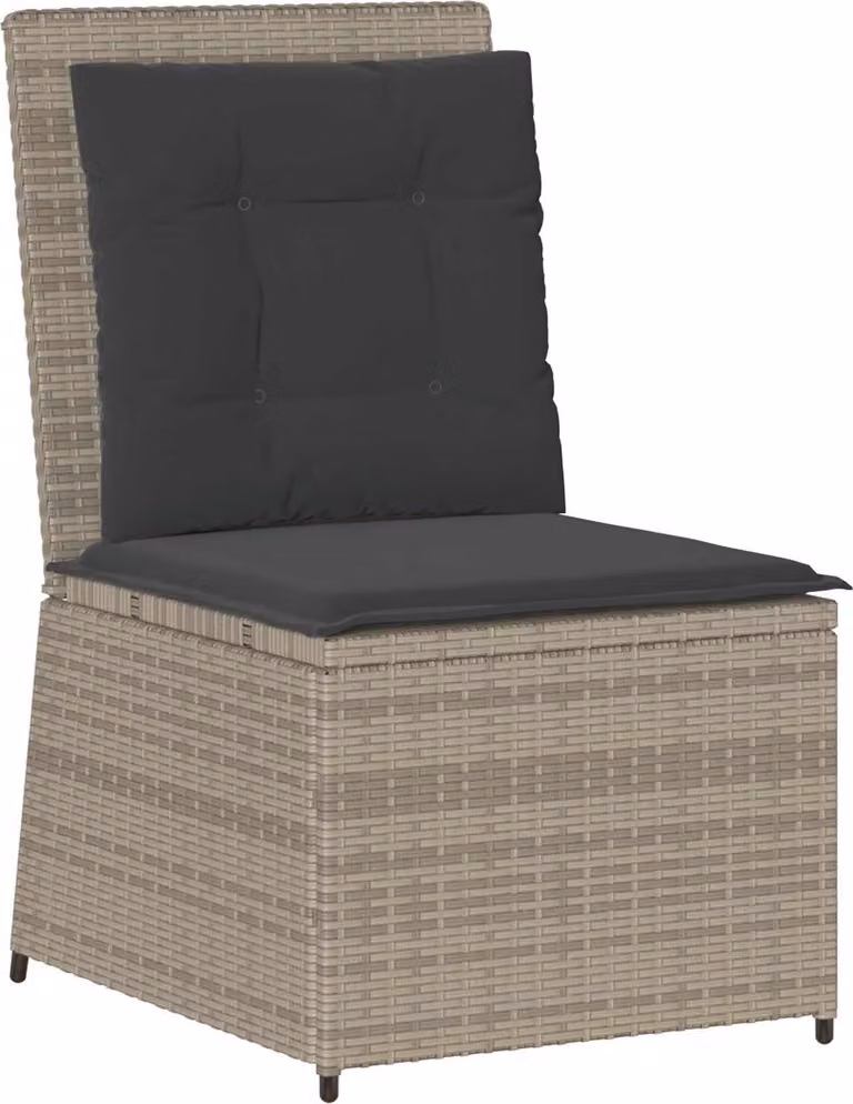 Divano da giardino con cuscino Grigio chiaro polyrattan