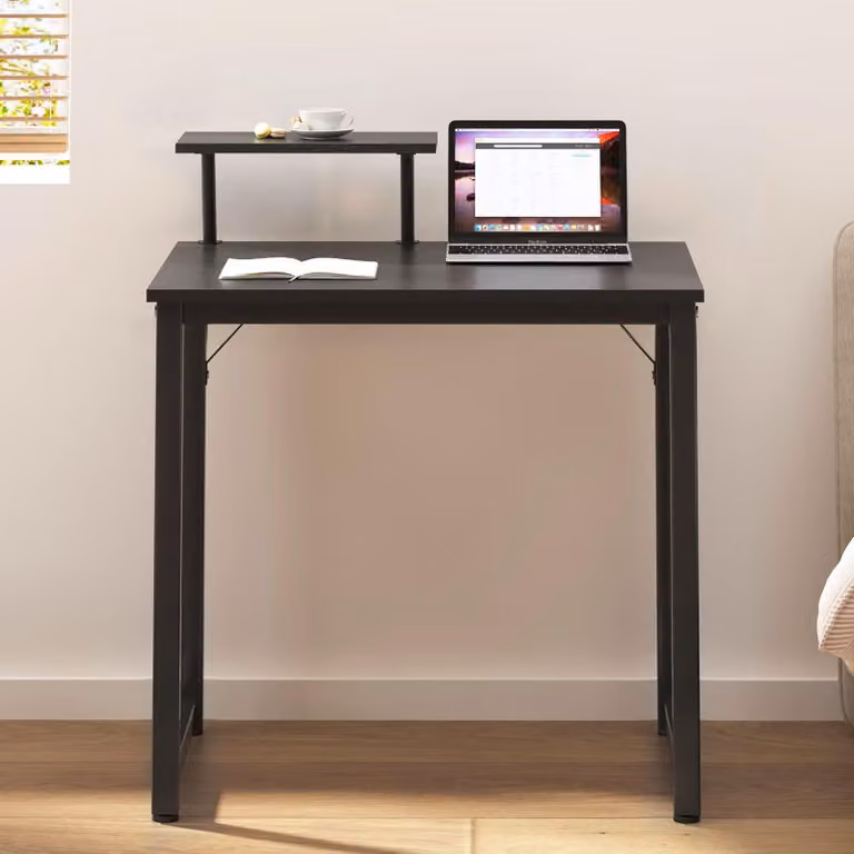 Scrivania compatta per computer, PC o laptop, dimensioni 80x40 cm, colore nero