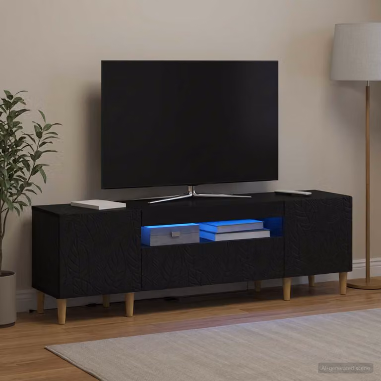 Mobile TV LED vidaXL DELFT con illuminazione integrata, Nero, L 153 x P 35 x H 43 cm