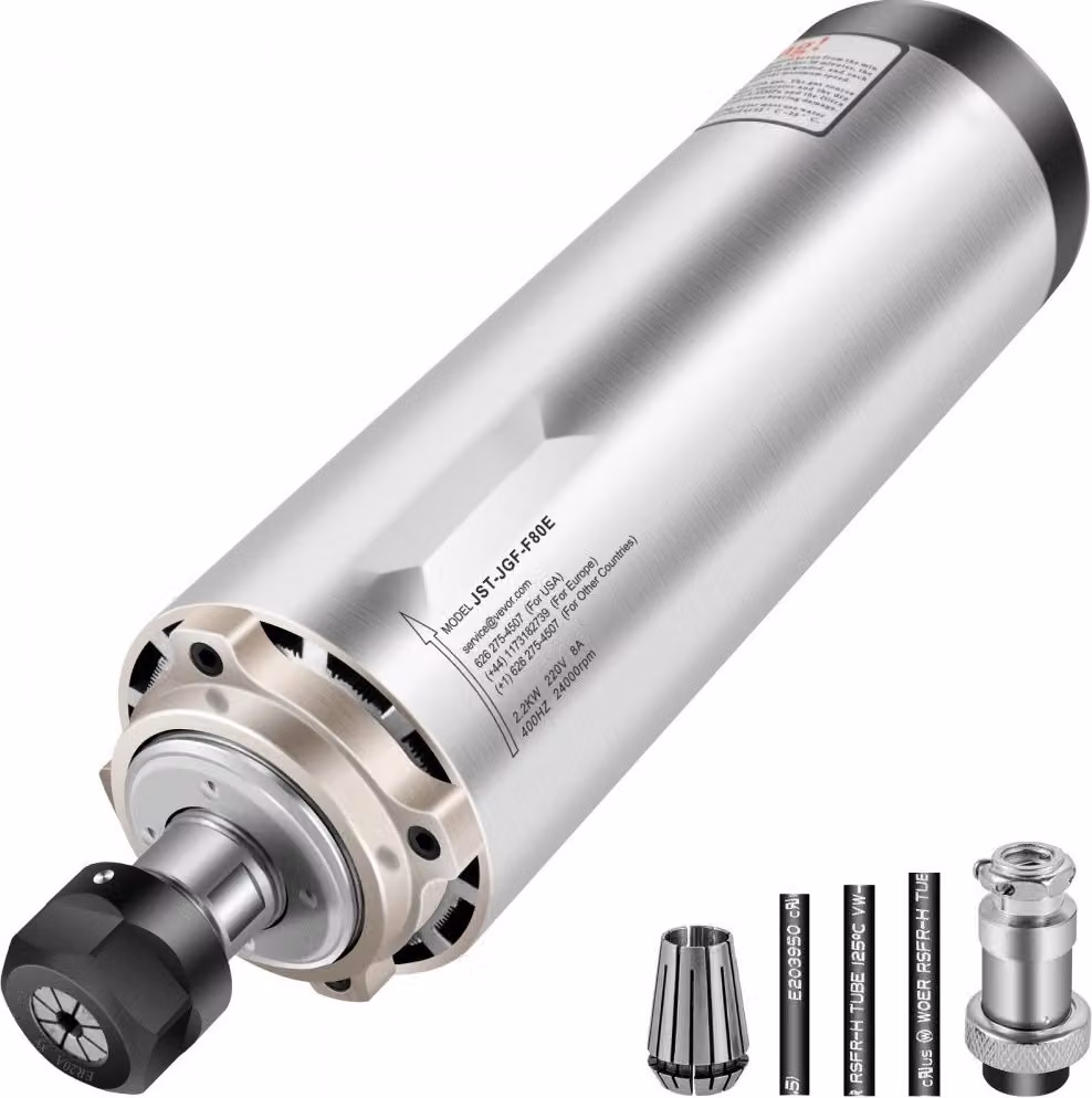 Motore mandrino CNC - Motore mandrino ER20 raffreddato ad aria da 2,2 KW - Motore mandrino a pinze CNC - 0-24000 giri/min - Motore mandrino raffreddato ad aria raffreddato a vento - Motore mandrino raffreddato ad aria
