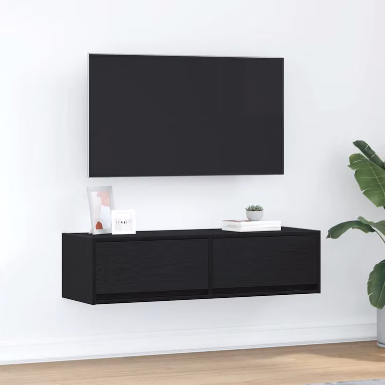 Mobile TV vidaXL moderno in legno ingegnerizzato nero, L 100 cm x P 31 cm x H 25,5 cm