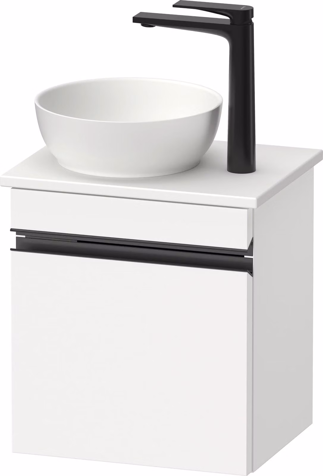 Duravit Sivida Meuble sous-lavabo sur console, charnières à gauche, poignée-barre noir diamant mat, 400x325x440mm, SV4656LBD180000, SV4656LBD180000