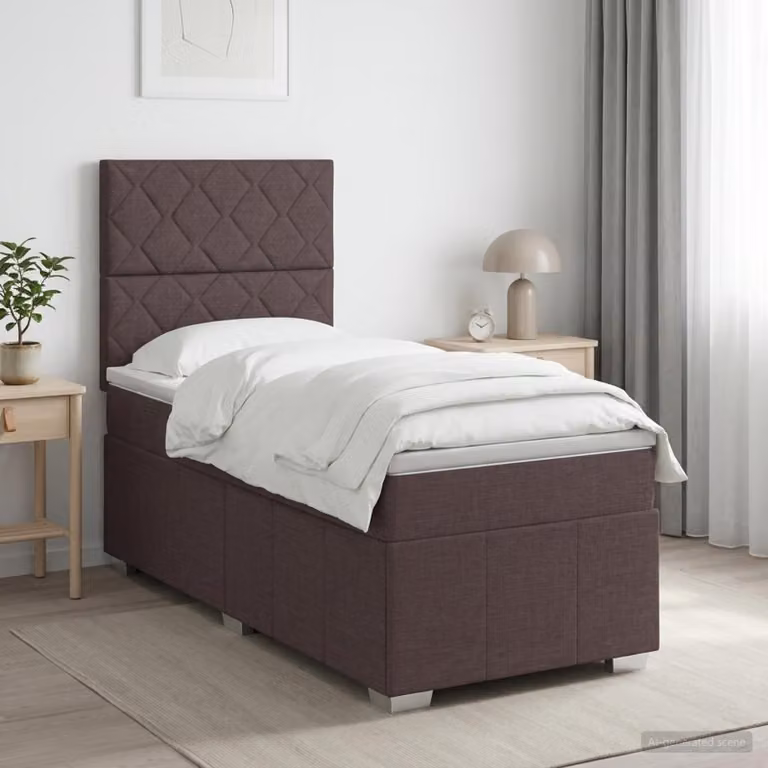 vidaXL Letto box spring con materasso a molle insacchettate, Marrone e Bianco, L 90 x P 200 cm