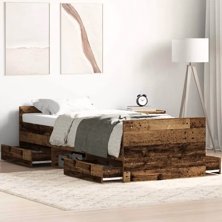 Struttura del letto con cassetto vidaXL in legno vecchio marrone L: 193 cm, P: 78 cm, H: 50 cm
