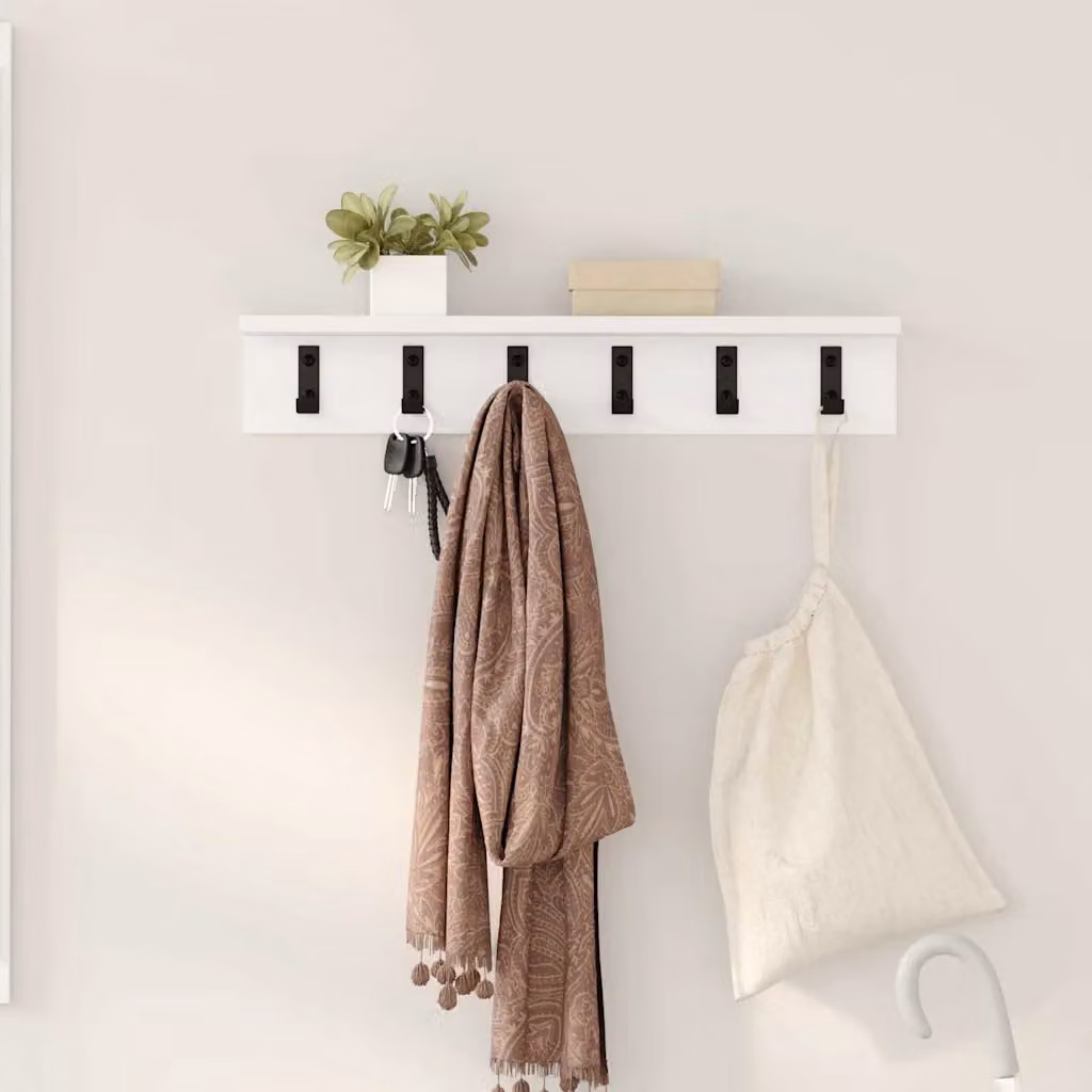 vidaXL Appendiabiti a muro moderno in MDF laccato Bianco L 60 cm x P 10,5 cm x H 10,5 cm