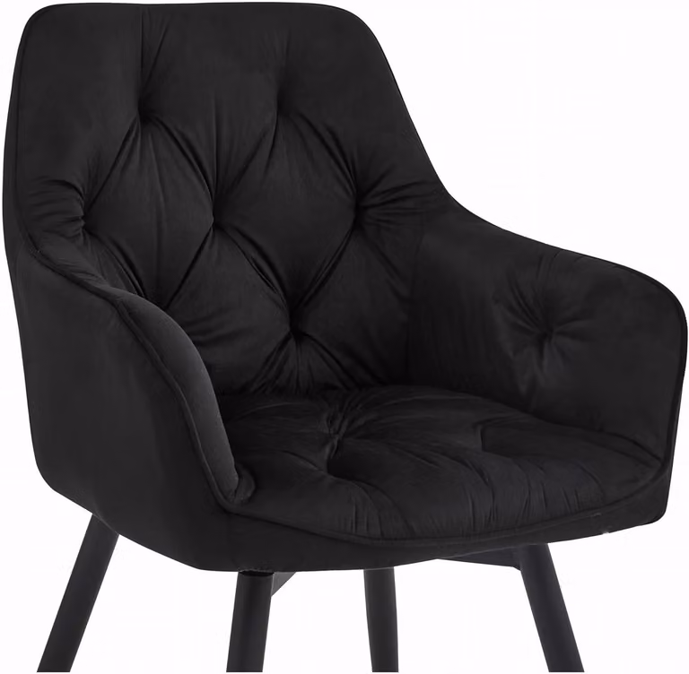 VBChome sedia girevole sedia da pranzo velluto nero - sedia imbottita con braccioli girevole a 360° - sedia da cucina sedia da soggiorno sedia da ufficio gambe in metallo nero