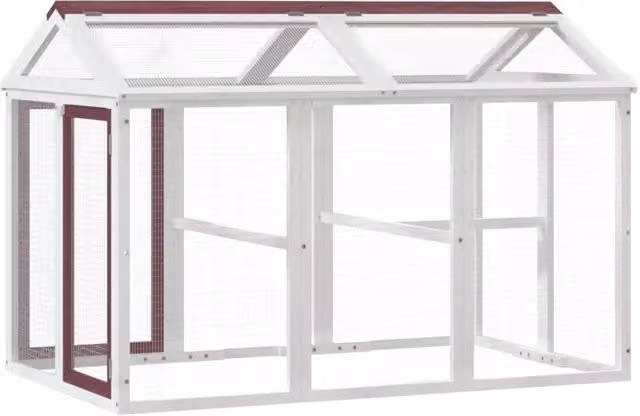 Box per Animali Moka in Legno Massello di Pino Bianco L/P/H: 141 x 94 x 104 cm