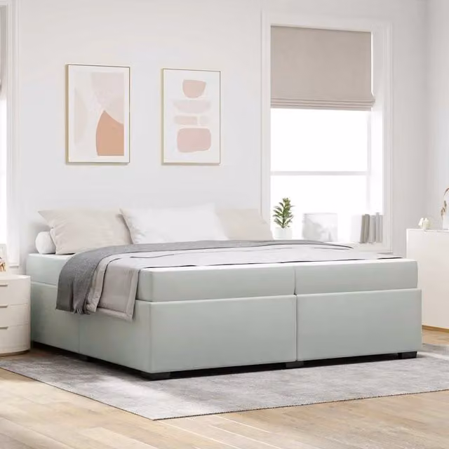 Struttura letto imbottita vidaXL in tessuto grigio 200 x 200 cm – 1