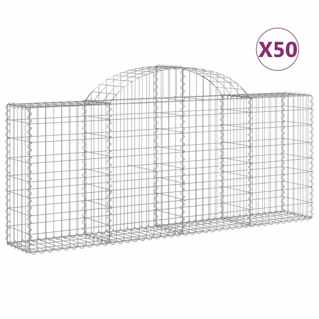 Set di 50 Cesti Gabbioni ad Arco vidaXL in Acciaio Zincato Argento L: 200 cm, P: 30 cm, H: 80-100 cm – 2