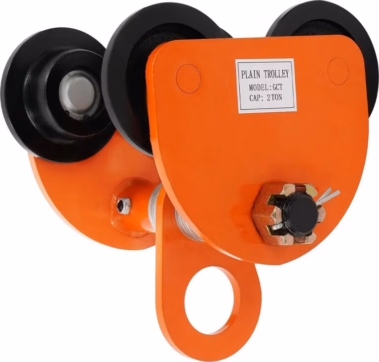 Carrello - Carrello manuale per travi a I - Portata 2 t - Spinto a mano - Acciaio pesante - Per binario per travi a I - Grigio