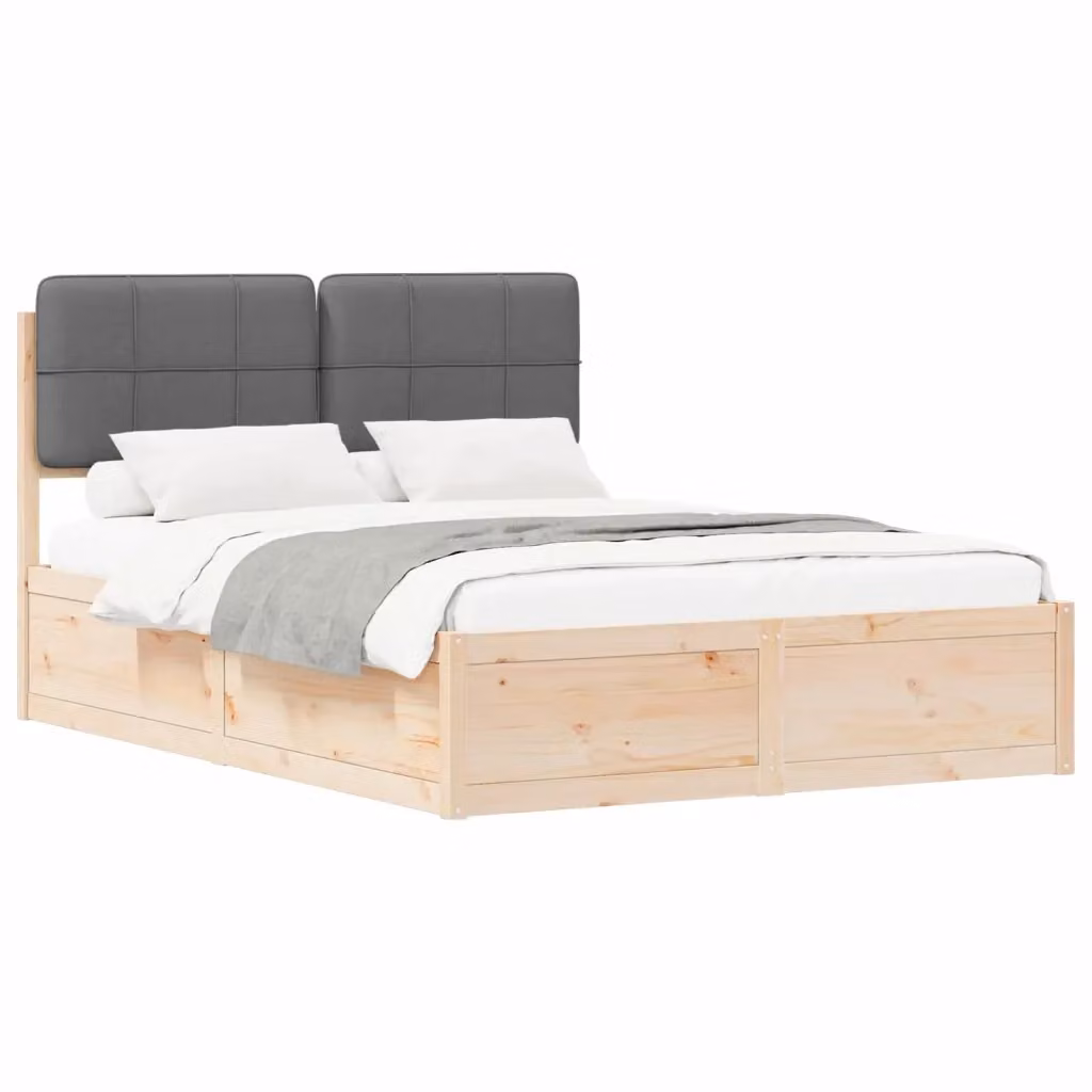 vidaXL Letto con Testiera Rivestita in Tessuto Grigio con Cassettoni L/P/H: 160 x 200 x 93 cm – 2