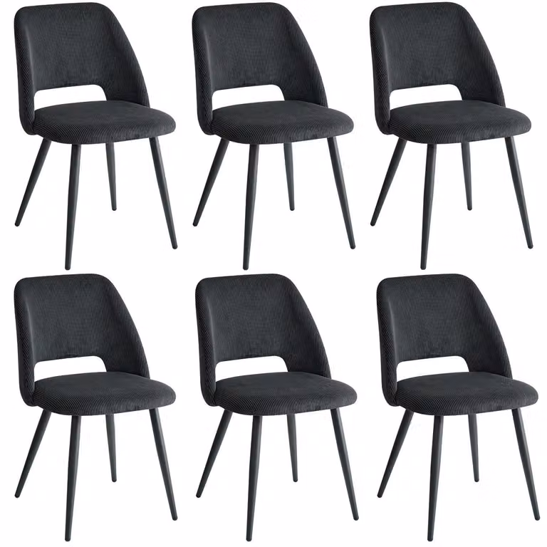 Sedie da pranzo - Set da 6 - Design ergonomico - Seduta imbottita in tessuto morbido - Stile moderno senza braccioli - Facile da montare - Viola scuro