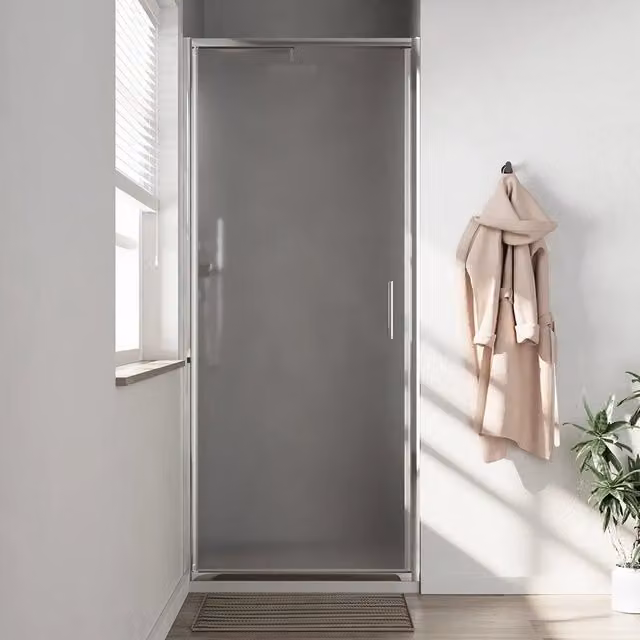 Porta doccia rettangolare Parama con apertura a battente, profili slim cromati e vetro opaco da 6 mm, L: 100 cm, H: 190 cm