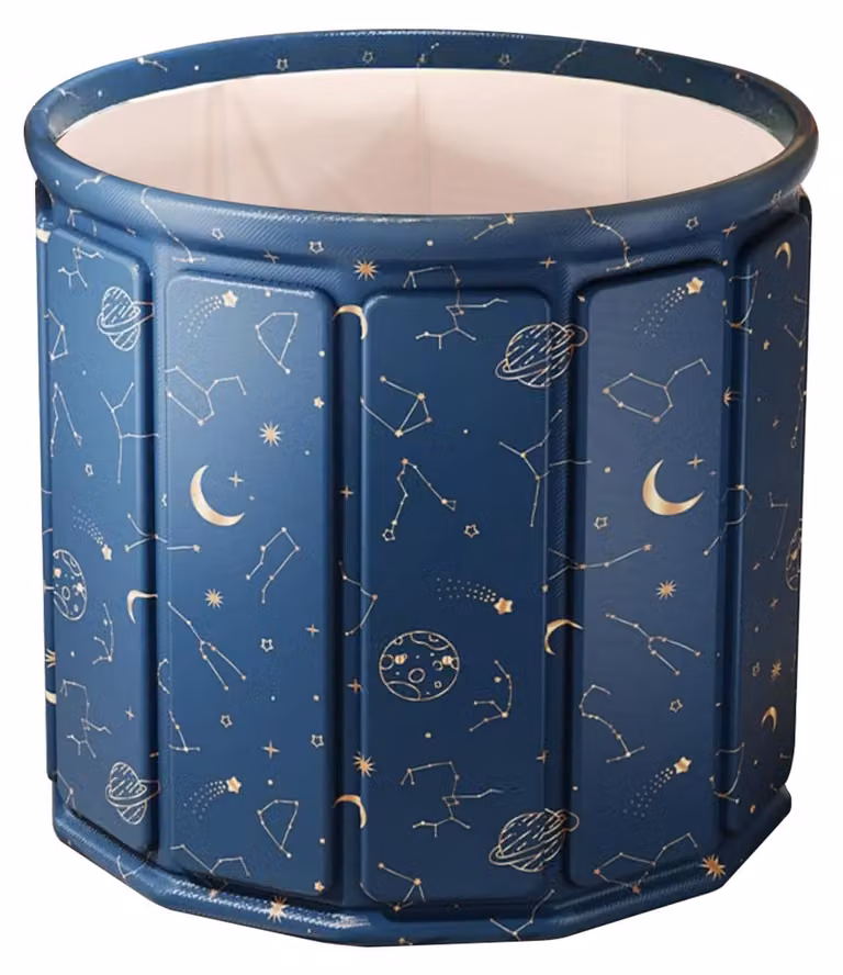Vaschetta da bagno pieghevole, blu - 80x80x65 cm - Cotone e PVC - Vasca autoportante - Vasca portatile per immersioni aghiaccio