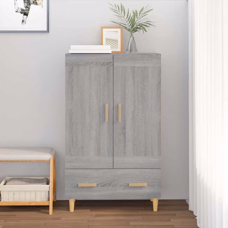 Credenza vidaXL in stile scandinavo Grigio Sonoma in legno multistrato e MDF, L 70 cm x P 31 cm x H 115 cm