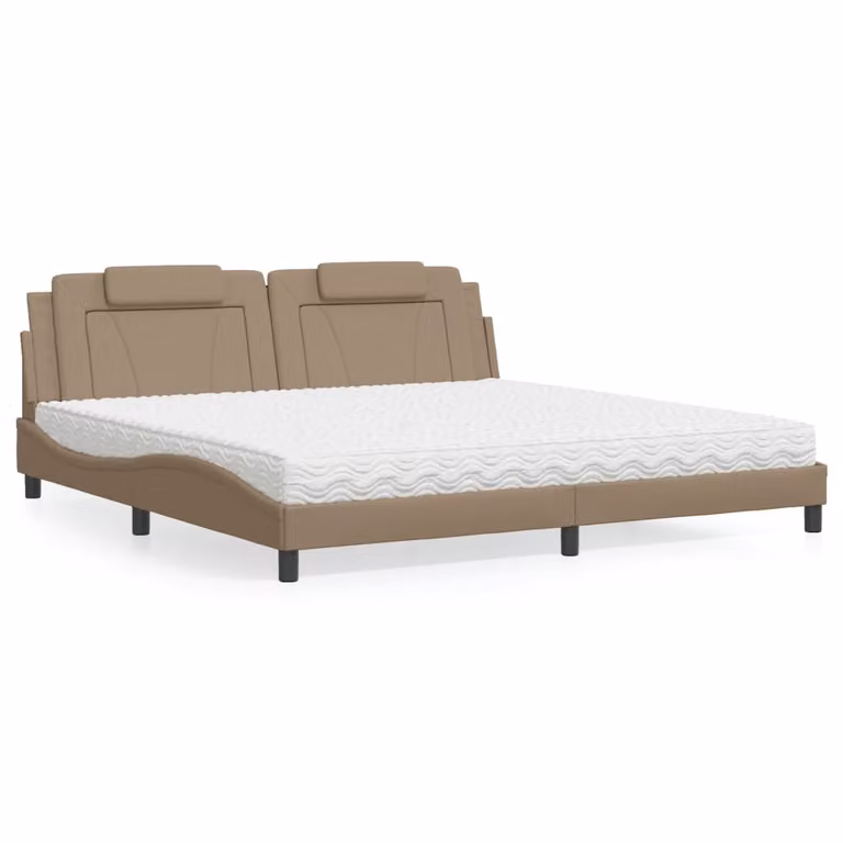 vidaXL Letto Viana con Materasso Cappuccino 200x200cm Similpelle